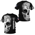 Las Vegas Raiders Sugal Skull Black AOP T-Shirt