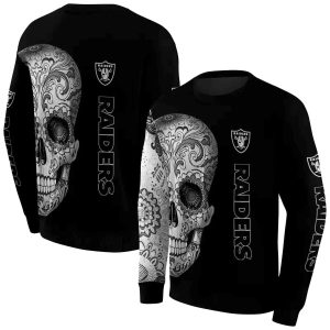 Las Vegas Raiders Sugar Skull Black AOP Sweatshirt