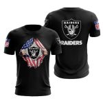 Las Vegas Raiders Tearing Open Logo Black AOP T-Shirt