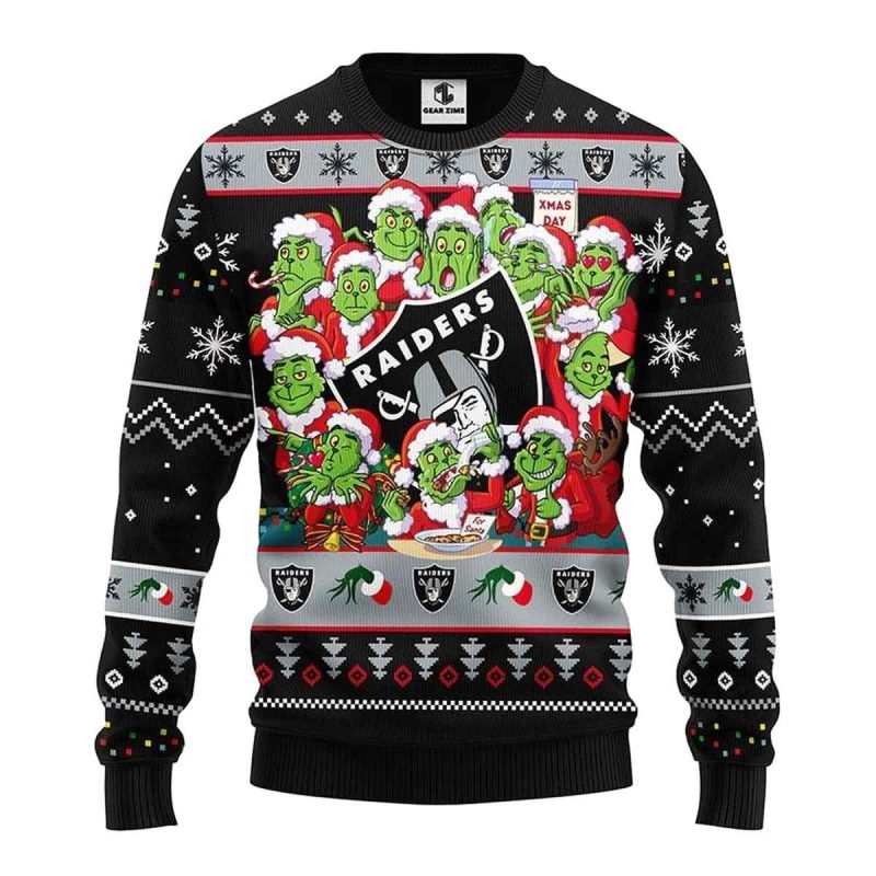 Las Vegas Raiders The Gricnh Face Christmas Ugly Sweater 1