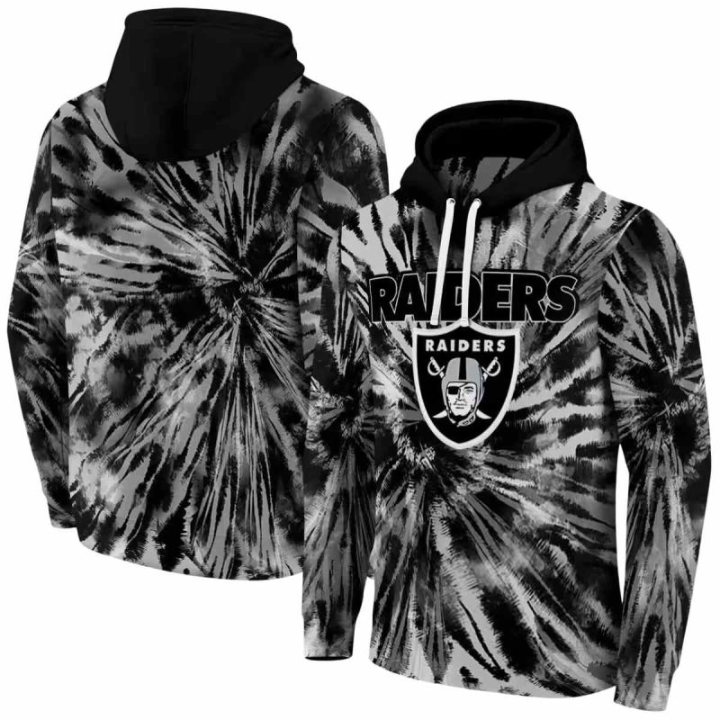 Las Vegas Raiders Tie Dye Pattern Black Aop Hoodie 1