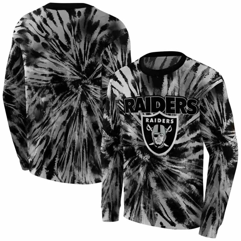 Las Vegas Raiders Tie Dye Pattern Black Aop Sweatshirt 1