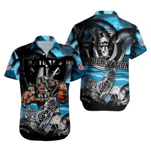 Las Vegas Raiders Tiki Warrior Beach Hawaiian Shirt
