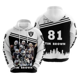 Las Vegas Raiders Tim Brown No 81 Signature AOP Hoodie