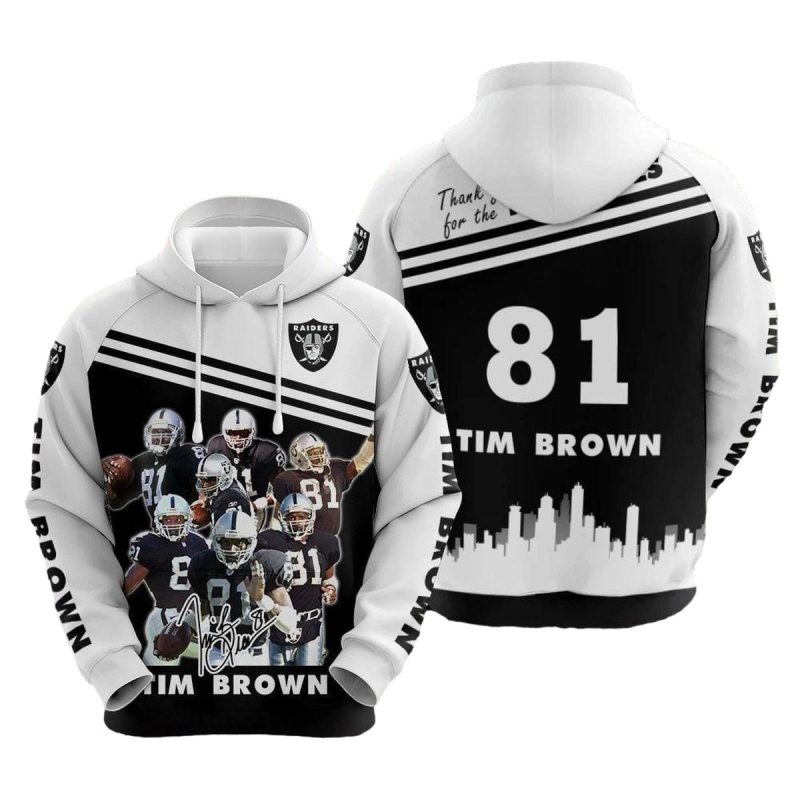 Las Vegas Raiders Tim Brown No 81 Signature Aop Hoodie 1
