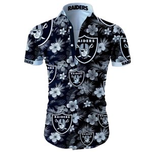 Las Vegas Raiders Tropical Flower Black Hawaiian Shirt