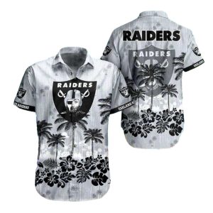 Las Vegas Raiders Tropical Hibicus Coconut Tree Hawaiian Shirt