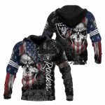 Las Vegas Raiders Us Flag Skull AOP Hoodie
