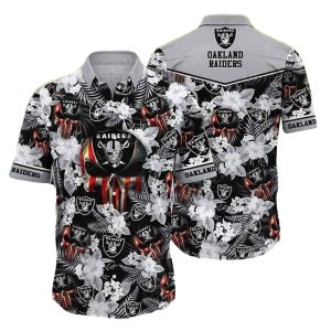 Las Vegas Raiders Us Flag Tropical Hawaiian Shirt