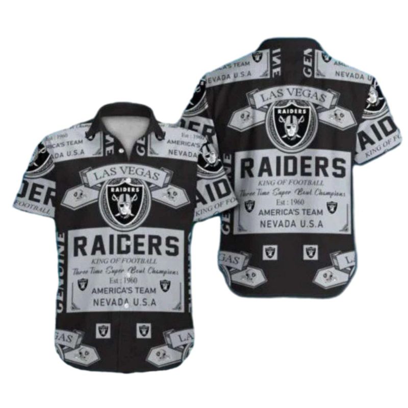 Las Vegas Raiders Vintage Graphic And Team Pride Hawaiian Shirt 1