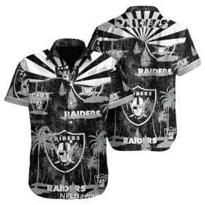 Las Vegas Raiders Vintage Palm Tree Sunburst Hawaiian Shirt