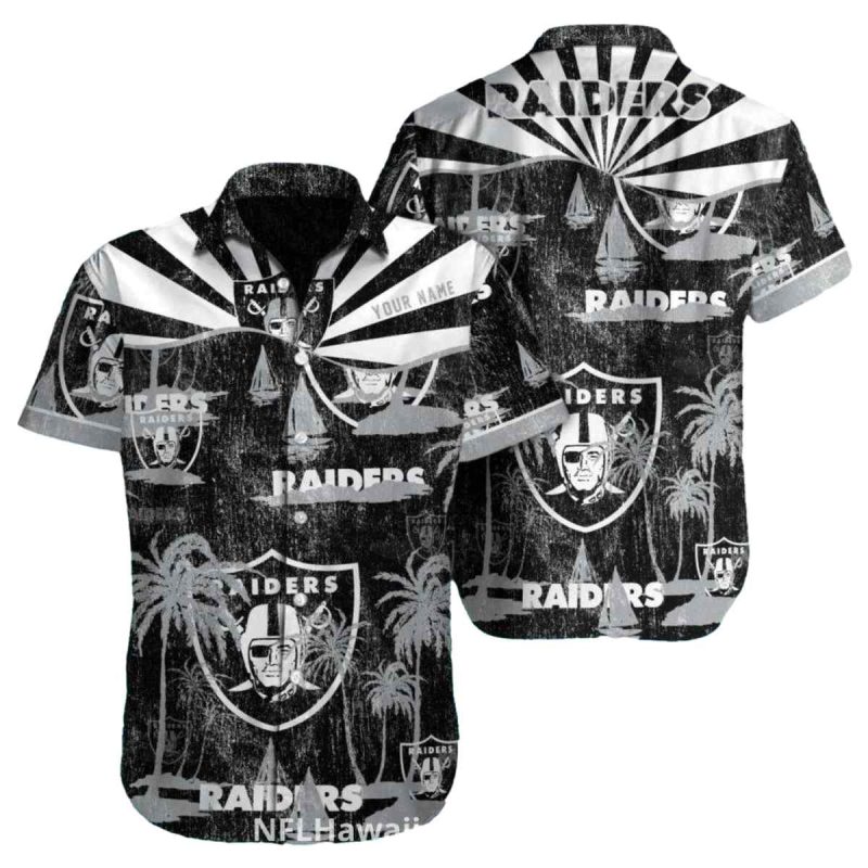Las Vegas Raiders Vintage Palm Tree Sunburst Hawaiian Shirt 1