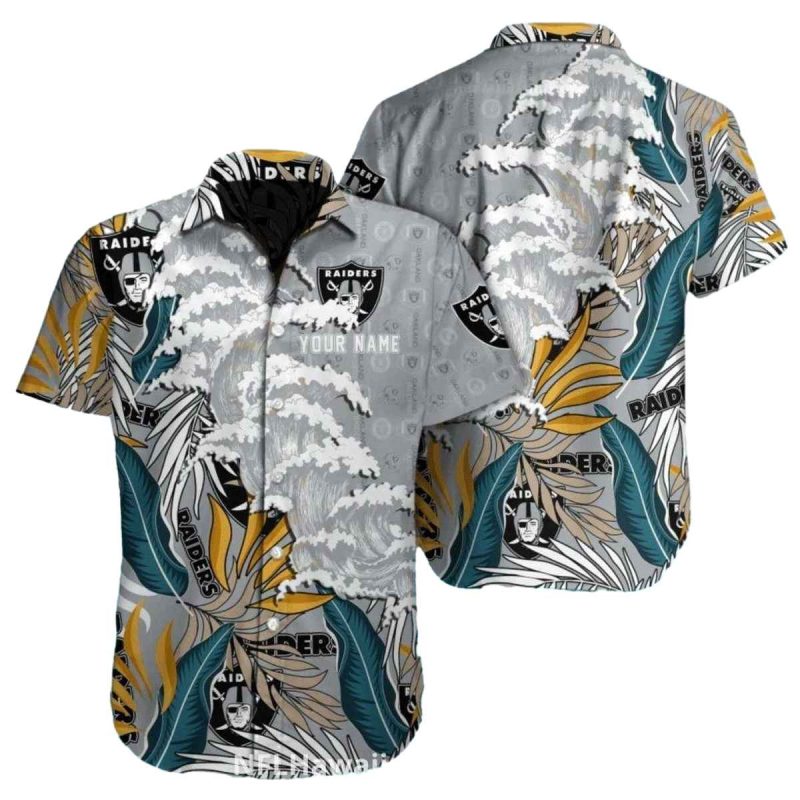 Las Vegas Raiders Vintage Wave And Leaf Pattern Hawaiian Shirt 1