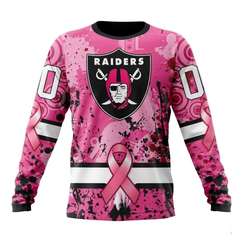 Las Vegas Raiders We Wear Pink Breast Cancer Aop Sweatshirt 1