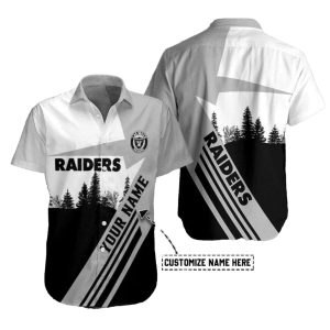 Las Vegas Raiders Wilderness Spirit Black And White Hawaiian Shirt