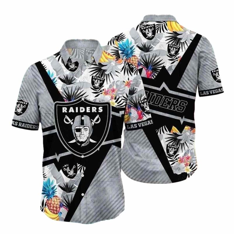 Las Vegas Raiders Zigzag Botanical Hawaiian Shirt 1