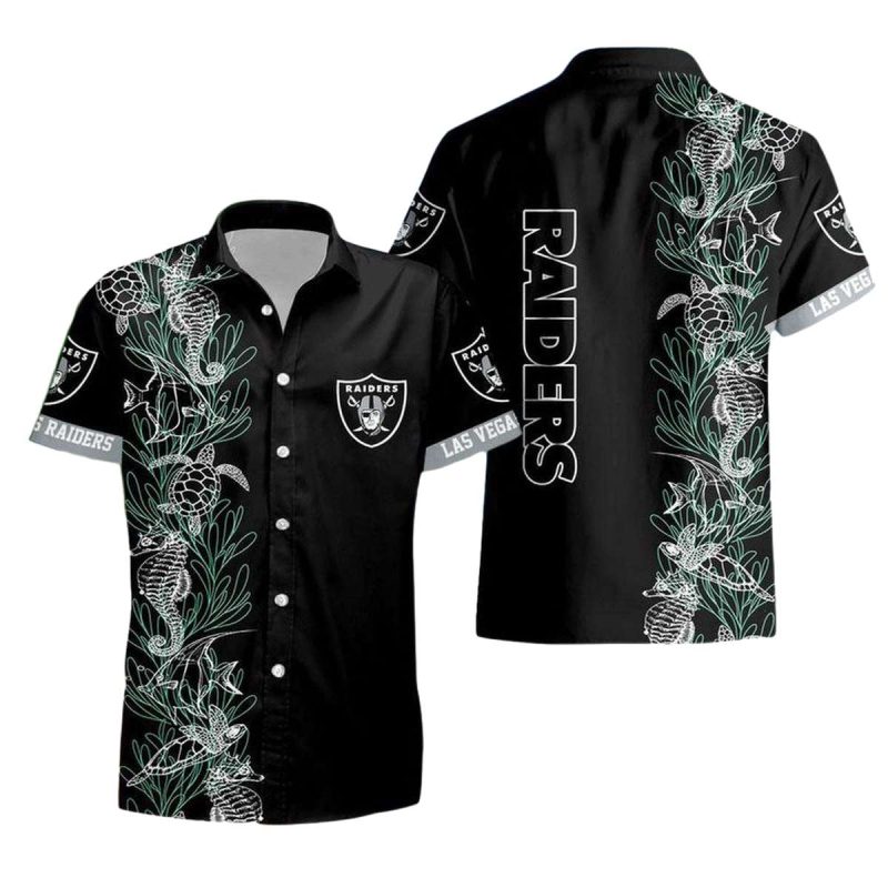 Las Vegas Raiders Urtle Seaweed Pattern Hawaiian Shirt 1