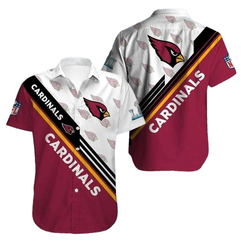 League Legacy Arizona Cardinals Hawaiian Shirt White Collar Classic Cut 1