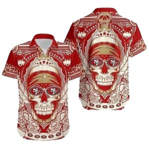 Legacy Skull And Hibiscus San Francisco 49ers Hawaiian Shirt