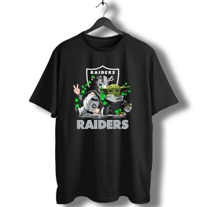 Leprechauns Gnomes Baby Yoda Hug Raiders Football Peace Shamrocks T-Shirt