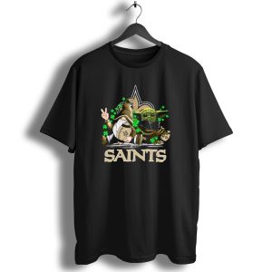 Leprechauns Gnomes Baby Yoda New Orleans Saints Football Shamrocks T Shirt