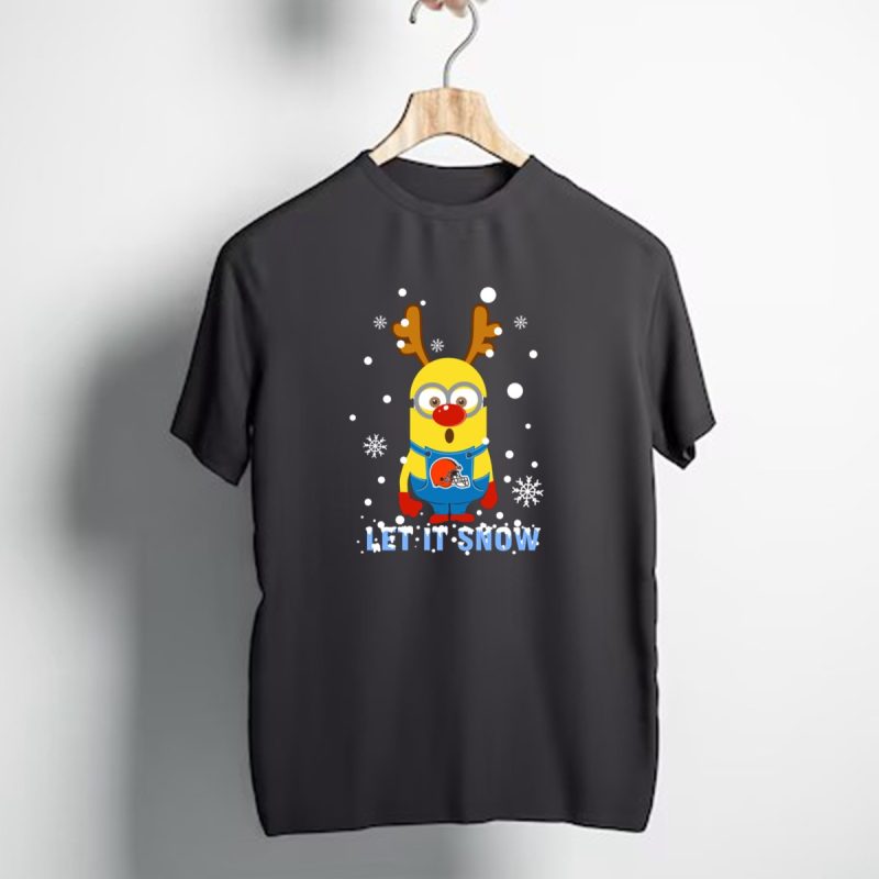 Let It Snow Minion Cleveland Browns Christmas T Shirt 1 T Shirt 1