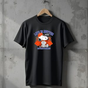 Life is Better with Snoopy Denver Broncos Hearts T-Shirt