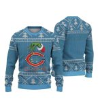 Light Blue And White Christmas Tree Knit Grinch Hand Chicago Bears Logo Ugly Sweater
