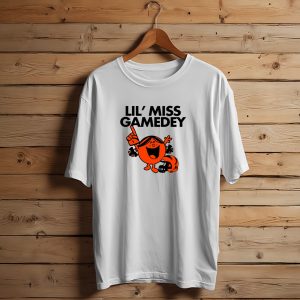 Lil Miss Gamedey Cincinnati Bengals Football Fandom Icon with Cheerful Character and Helmet T-Shirt