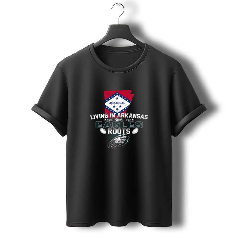 Living In Arkansas With Eagles Roots Arkansas State Flag Football T Shirt T Shirt 0 1