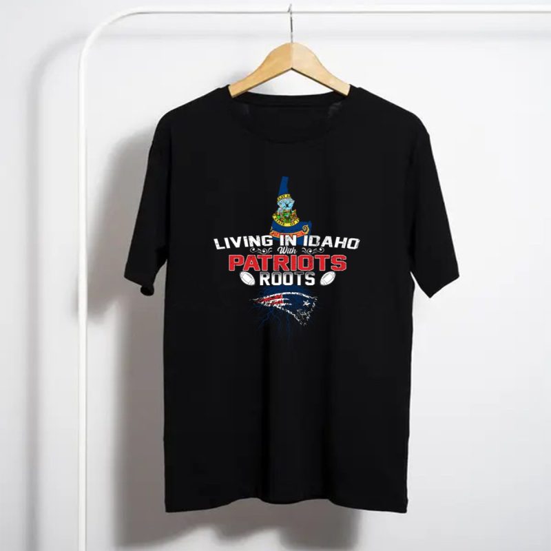 Living In Idaho With Patriots Roots Football Logo And Idaho State Seal Connection T Shirt T Shirt 1