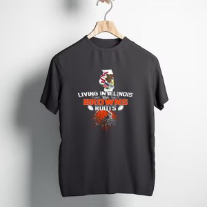Living In Illinois With Cleveland Browns Roots Football Skull T-Shirt