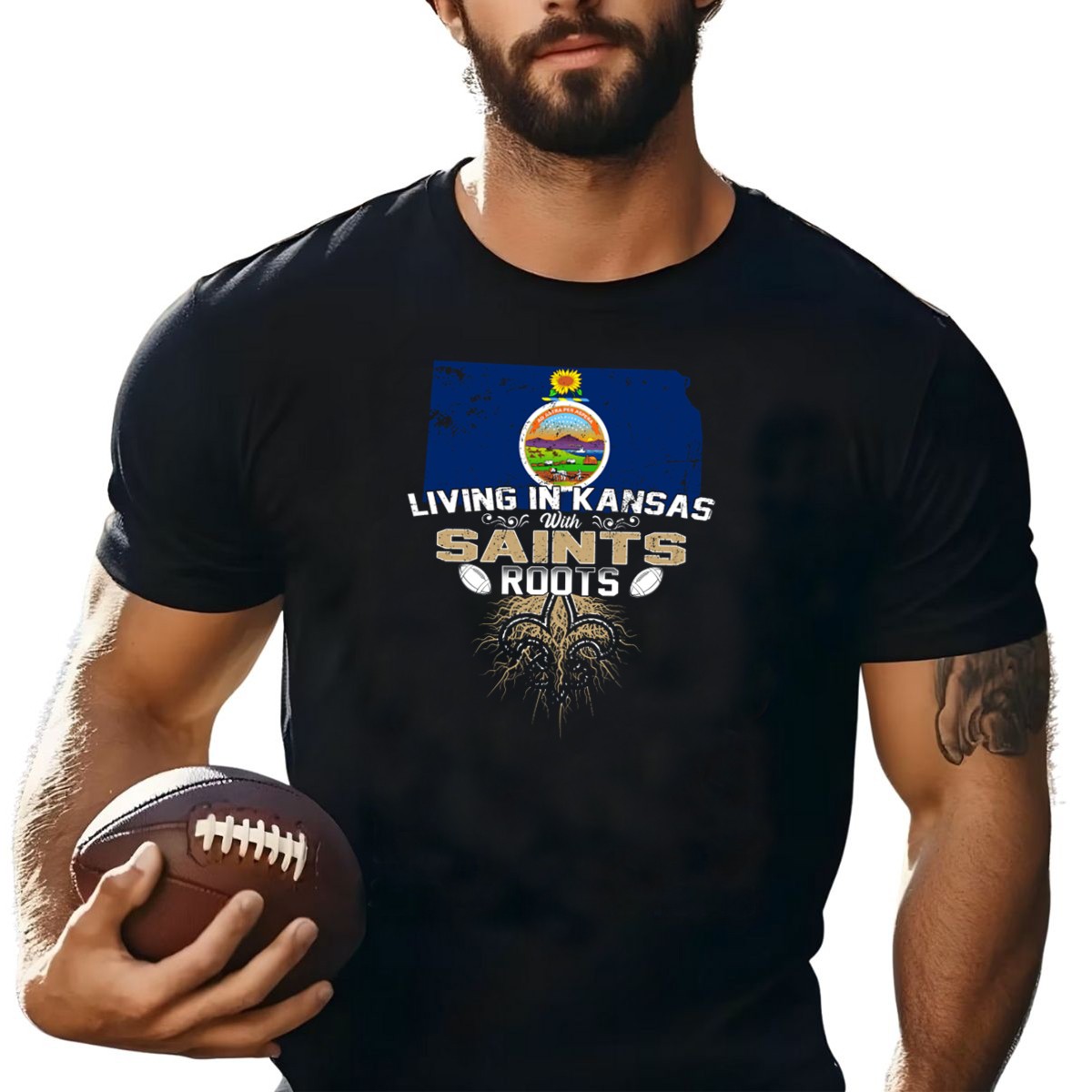Living-In-Kansas-With-Saints-Roots-Kansas-Map-State-Seal-Fleur-De-Lis-Football-Elements-T-Shirt-1_t-shirt-4_5