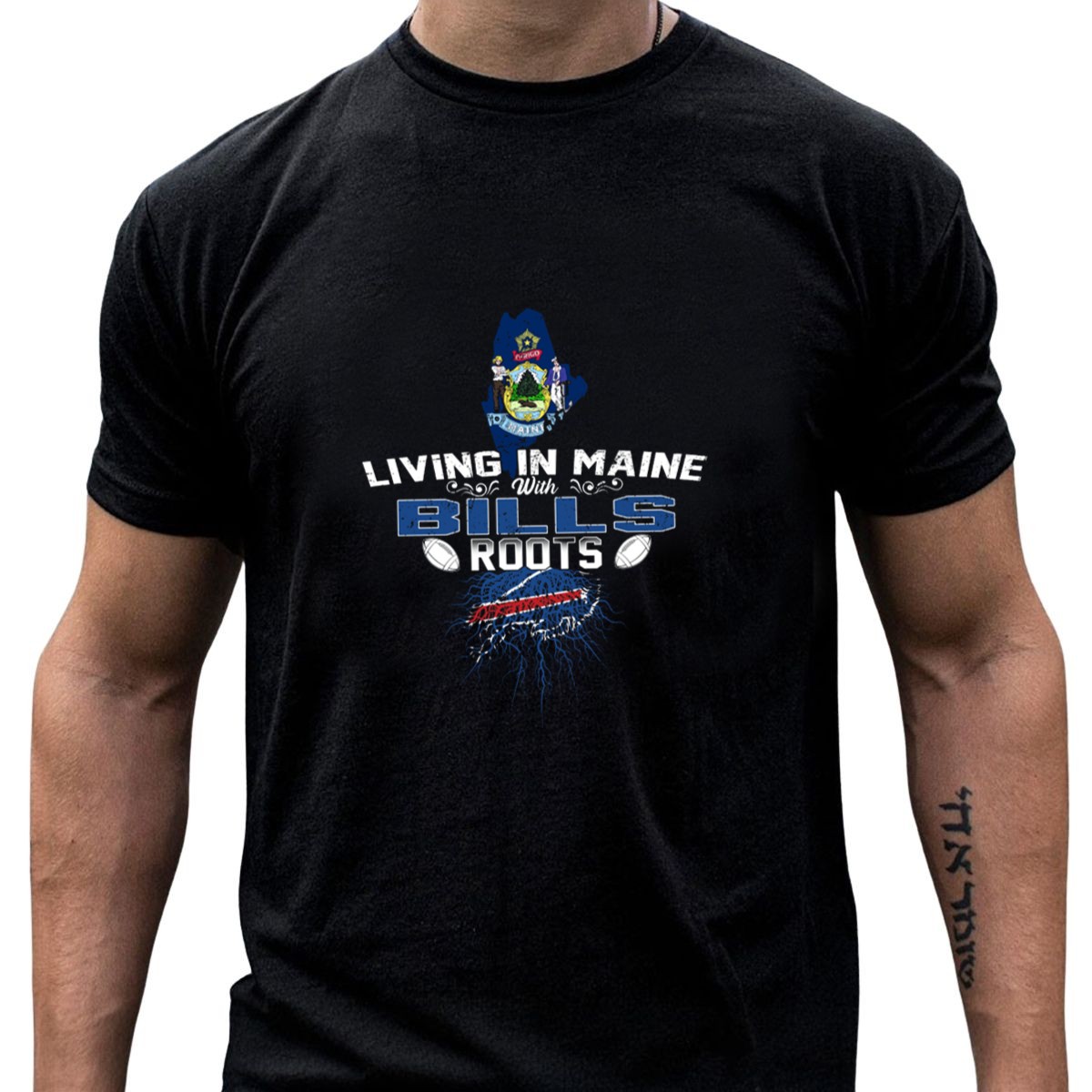 Living-In-Maine-With-Buffalo-Bills-Roots-Logo-And-Football-Elements-T-Shirt-1_t-shirt-4_5