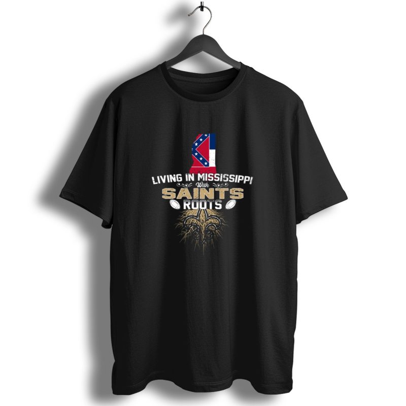 Living In Mississippi Embracing Saints Roots With Confederate Symbol Fleur De Lis And Footballs T Shirt 1 T Shirt 1