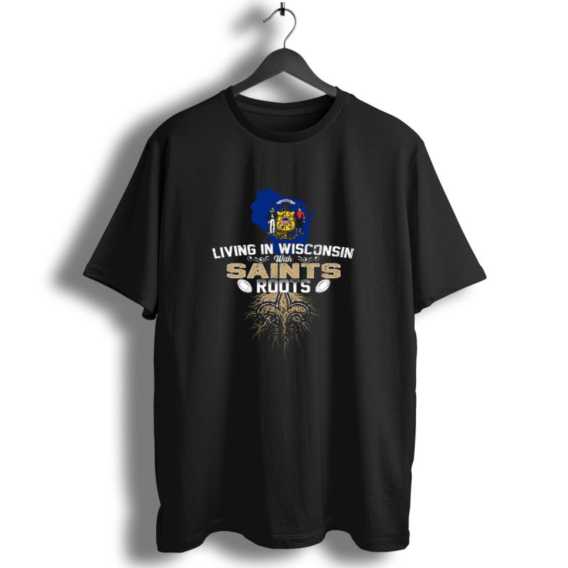 Living In Wisconsin With New Orleans Saints Roots Fleur De Lis Football Connection T Shirt 1 T Shirt 1