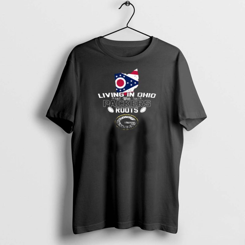 Living In Ohio With Green Bay Packers Roots Ohio Flag Football T Shirt 1 1 T Shirt 1 1