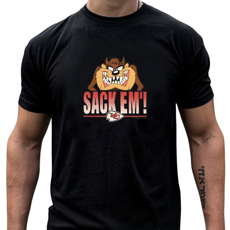 Looney Tunes Taz Sack Em Kansas City Chiefs T Shirt T Shirt 1 1