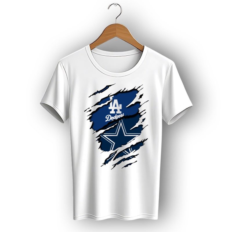Los Angeles Dodgers Dallas Cowboys Logo Fusion T Shirt 1 T Shirt 1