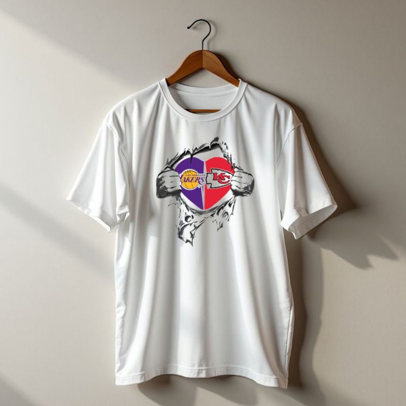 Los Angeles Lakers Kansas City Chiefs Heart Logo T Shirt T Shirt 1 1