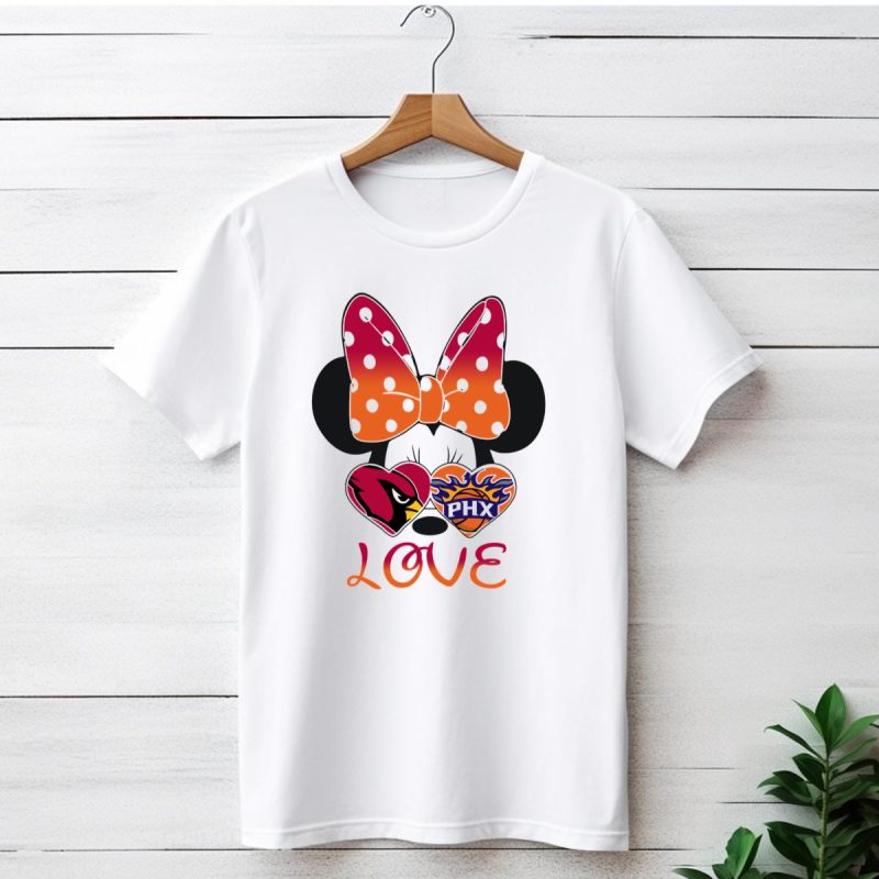 Love Mickey Mouse Minnie Bow Arizona Cardinals Phoenix Suns T Shirt 1 T Shirt 1