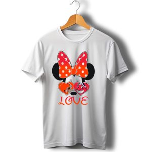 Love Minnie Bow Cleveland Browns Chiefs Wahoo Hearts T-Shirt