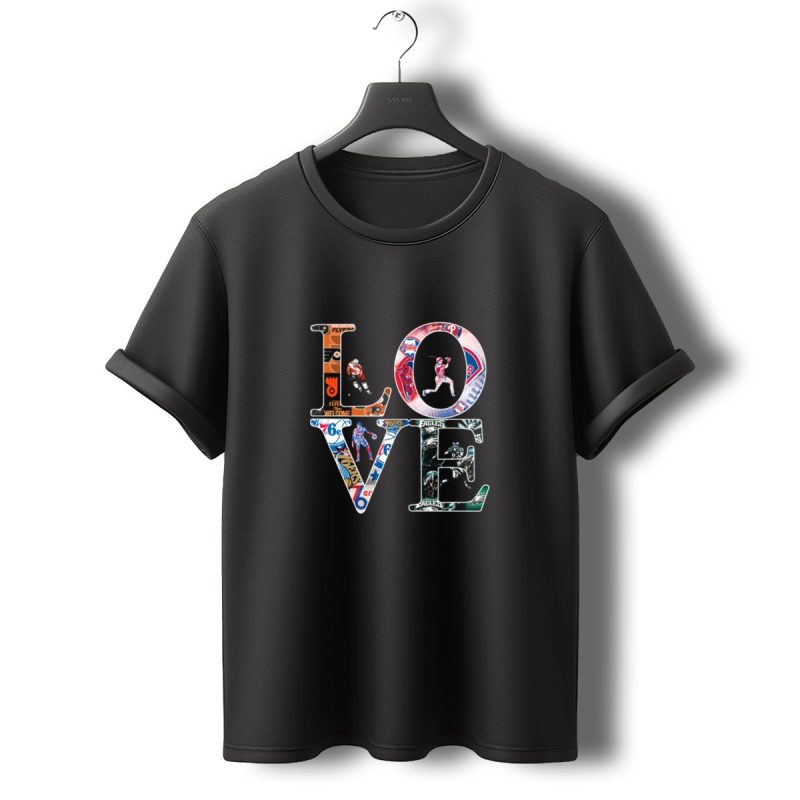 Love Philadelphia Sports Logos Flyers Phillies 76Ers Eagles T Shirt T Shirt 0 1