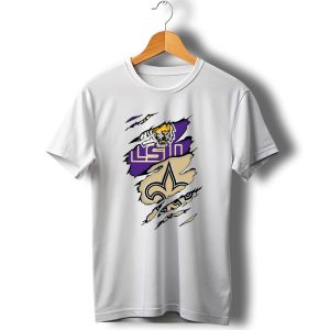 Lsu Tigers New Orleans Saints Fleur De Lis Torn T Shirt
