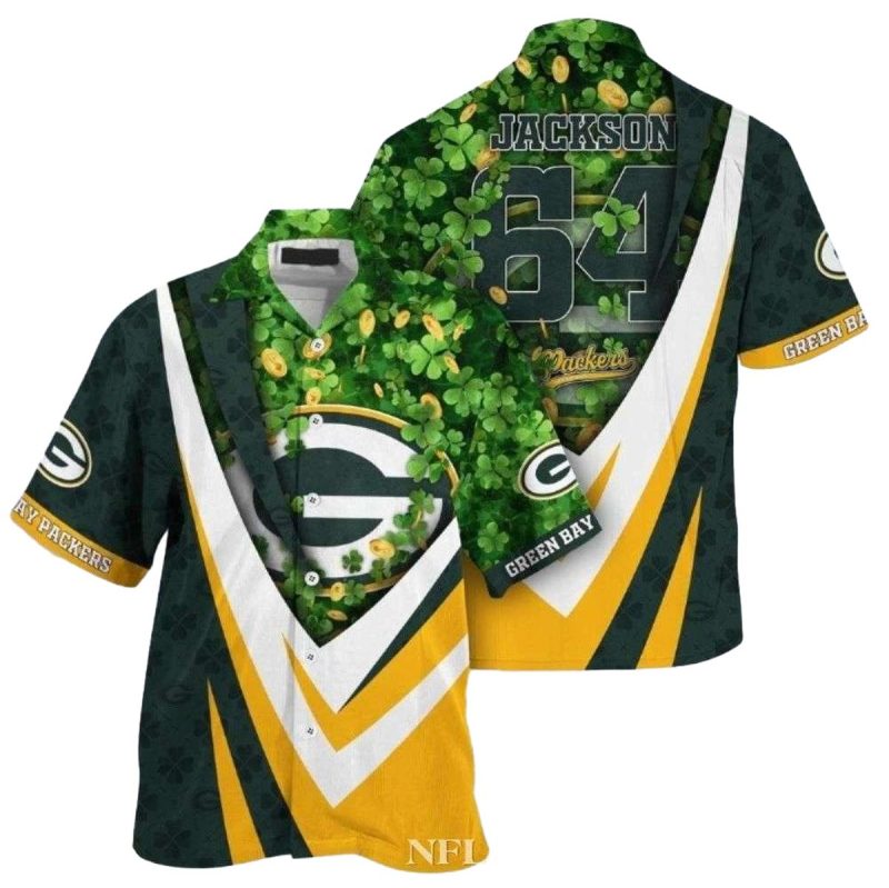 Lucky Tackle 64 Green Bay Packers Clover Field Hawaiian Shirt 1