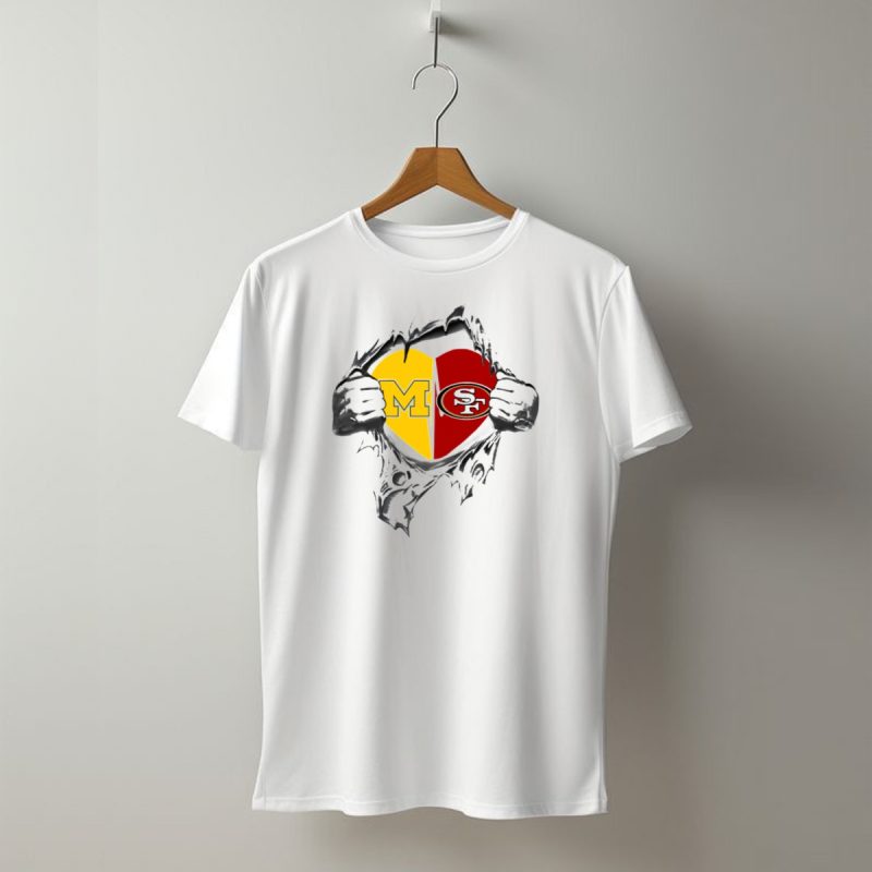 M Sf Heart Logo Rip 49Ers Michigan T Shirt T Shirt 1