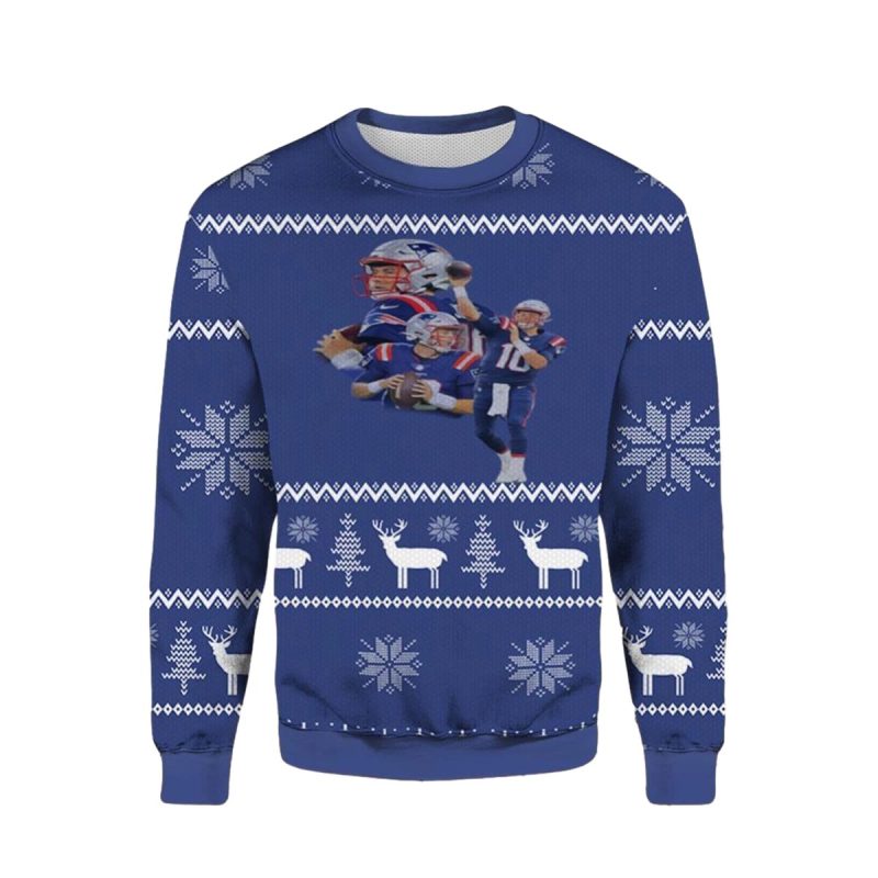 Mac Jones Qb1 New England Patriots Ugly Sweater 1