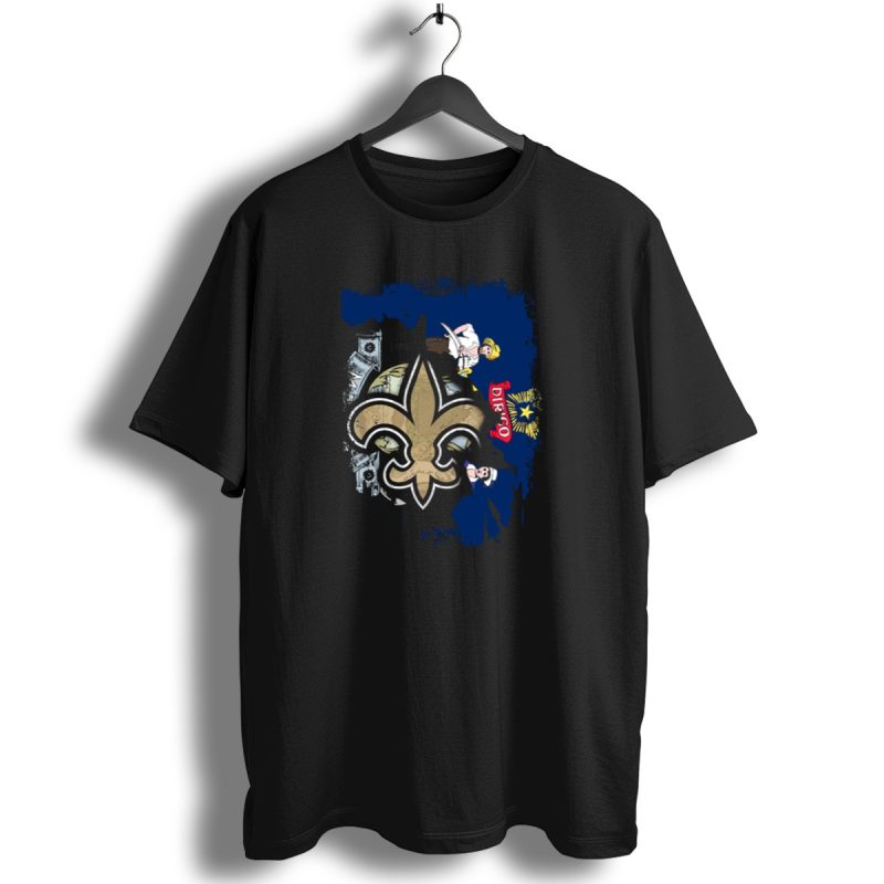 Maine State Flag With New Orleans Saints Fleur De Lis Overlay T Shirt 1 T Shirt 1