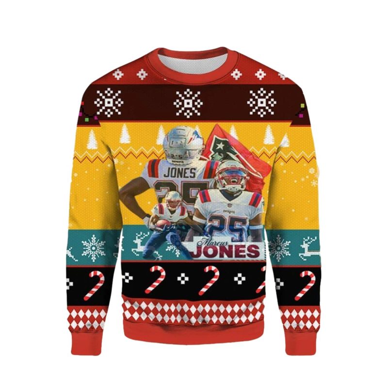 Marcus Jones New England Patriots Ugly Sweater 1