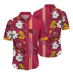Maroon Meadow Game Arizona Cardinals Floral Crest Hawaiian Shirt